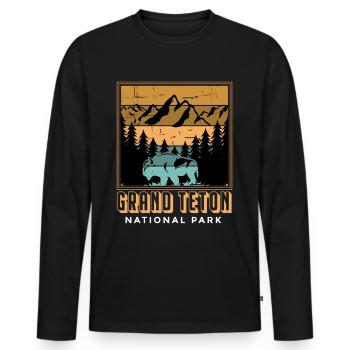 Parc national Buffalo Grand Teton Mountain Camping Souve - T-shirt manches longues Premium bio Homme - noir - Devant - Nico (187cm)