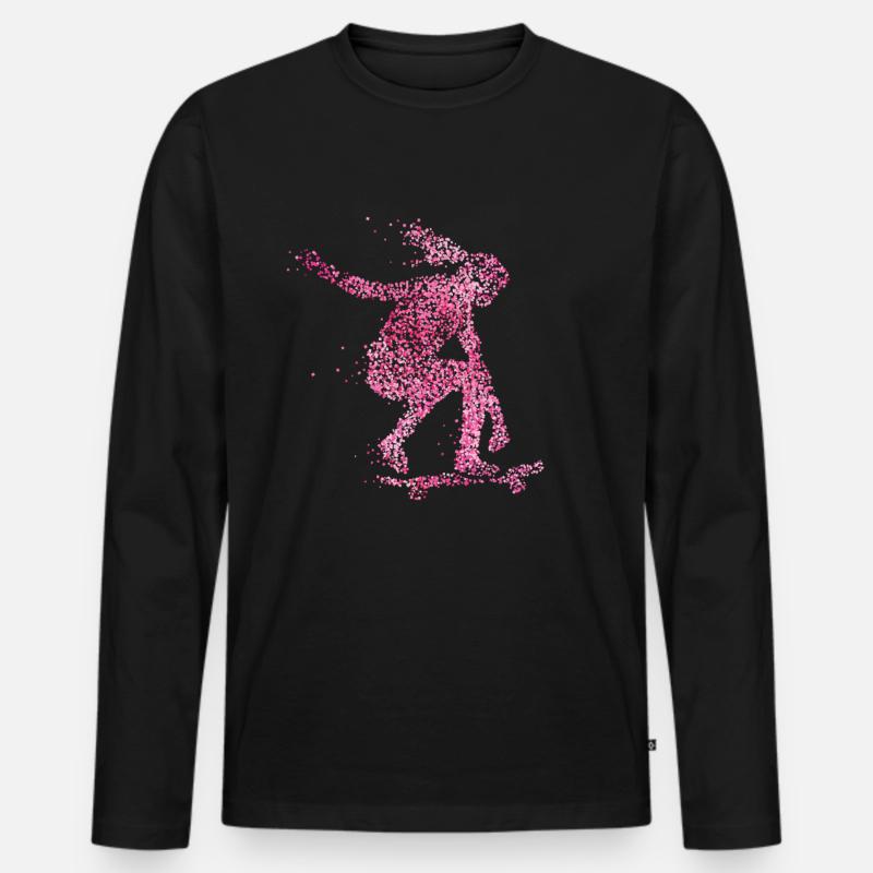Skateboarderin Skaterin Longboarden Halfpipe - Männer Premium Bio Langarmshirt - Schwarz