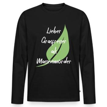 Vegan Veganer Tierschutz Vegetarier Vegetarisch - Männer Premium Bio Langarmshirt - Schwarz - Vorne - Nico (187cm)