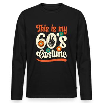 Costume de fête des années 60 des années 1960 des années soixante - T-shirt manches longues Premium bio Homme - noir - Devant - Nico (187cm)