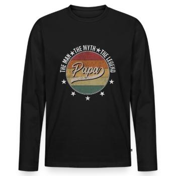 Papa the man the myth the legend - Männer Premium Bio Langarmshirt - Schwarz - Vorne - Nico (187cm)