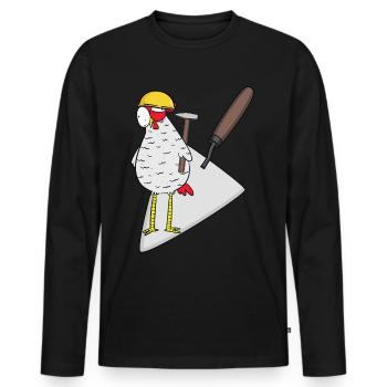 Craftsman Chicken Mason Mason Trowel Builder Job - Men's Premium Organic Long Sleeve Shirt - black - Front - Nico (187cm)