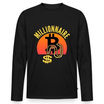 Bitcoin Hip-Hop Millionär BTC - Männer Premium Bio Langarmshirt - Schwarz - Vorne - Nico (187cm)