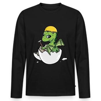 Dino Craftsman Eggshell Hammer Professions Trade - Men's Premium Organic Long Sleeve Shirt - black - Front - Nico (187cm)