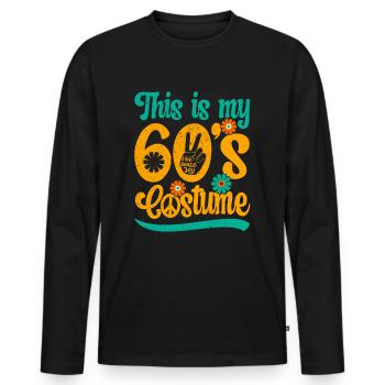 Costume de fête des années 60 des années 1960 des années soixante - T-shirt manches longues Premium bio Homme - noir - Devant - Nico (187cm)