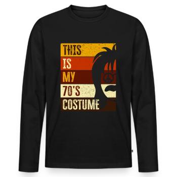 Costume de fête des années 70 seventies 1970 - T-shirt manches longues Premium bio Homme - noir - Devant - Nico (187cm)