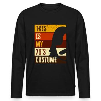 Costume de fête des années 70 seventies 1970 - T-shirt manches longues Premium bio Homme - noir - Devant - Nico (187cm)