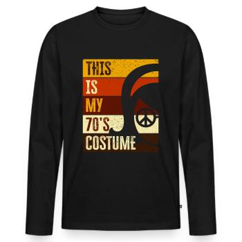 Costume de fête des années 70 seventies 1970 - T-shirt manches longues Premium bio Homme - noir - Devant - Nico (187cm)