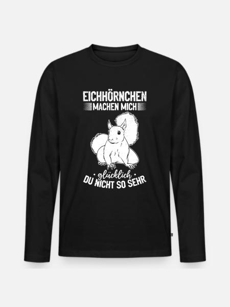Eichhörnchen machen mich glücklich - Eichhörnchen - Männer Premium Bio Langarmshirt - Schwarz