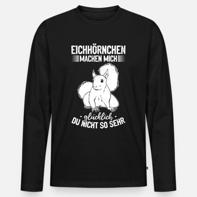 Eichhörnchen machen mich glücklich - Eichhörnchen - Männer Premium Bio Langarmshirt - Schwarz