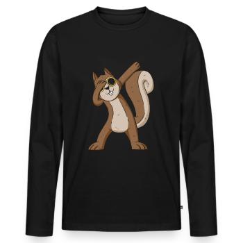 Squirrel, cool squirrel with - Men's Premium Organic Long Sleeve Shirt - black - Front - Nico (187cm)