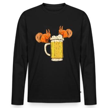 Écureuil, drôle d’écureuil, écureuil - T-shirt manches longues Premium bio Homme - noir - Devant - Nico (187cm)