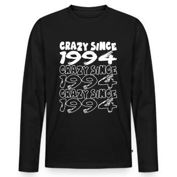 Crazy Since 1994 für Männer und Frauen Geburtstag - Männer Premium Bio Langarmshirt - Schwarz - Vorne - Nico (187cm)