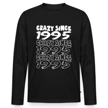 Crazy Since 1995 pour hommes et femmes anniversaire - T-shirt manches longues Premium bio Homme - noir - Devant - Nico (187cm)