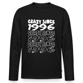 Crazy Since 1996 für Männer und Frauen Geburtstag - Männer Premium Bio Langarmshirt - Schwarz - Vorne - Nico (187cm)