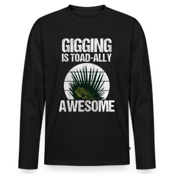 Frosch Jagd ist total super für Frosch Jäger und - Männer Premium Bio Langarmshirt - Schwarz - Vorne - Nico (187cm)