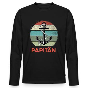 Papitän werdender Papa 2021 Vater Spruch Geschenk - Männer Premium Bio Langarmshirt - Schwarz - Vorne - Nico (187cm)