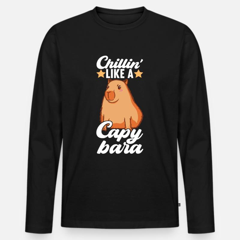 Capybara Wasserschwein - Männer Premium Bio Langarmshirt - Schwarz
