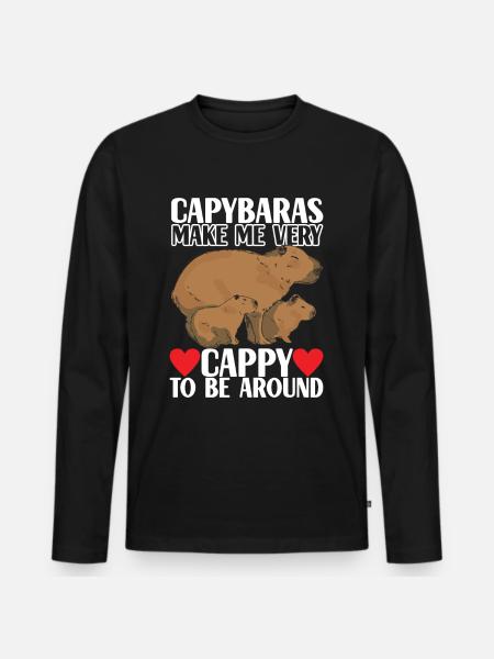 Capybara Wasserschwein - T-shirt manches longues Premium bio Homme - noir