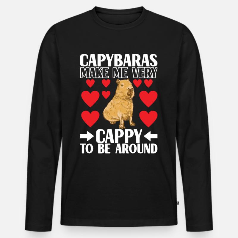 Capybara Wasserschwein - Männer Premium Bio Langarmshirt - Schwarz