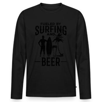 Wassersurfer angetrieben durch Surfen und Bier - Männer Premium Bio Langarmshirt - Schwarz - Vorne - Nico (187cm)