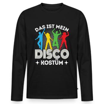 Disco 70er 80er Jahre Disko Party Outfit Discothek - Männer Premium Bio Langarmshirt - Schwarz - Vorne - Nico (187cm)