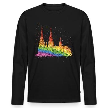 Cathédrale de Cologne Kölle Gay Rainbow Flag Pride - T-shirt manches longues Premium bio Homme - noir - Devant - Nico (187cm)