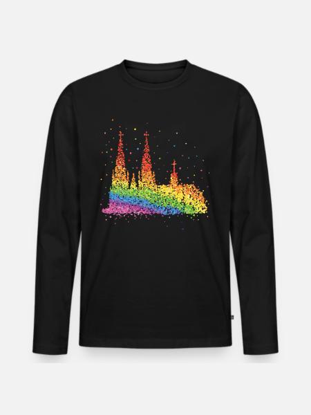 Cathédrale de Cologne Kölle Gay Rainbow Flag Pride - T-shirt manches longues Premium bio Homme - noir