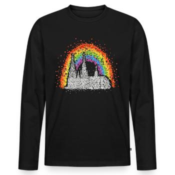 Cathédrale de Cologne Rainbow Rainbow Flag Pride LGBT - T-shirt manches longues Premium bio Homme - noir - Devant - Nico (187cm)
