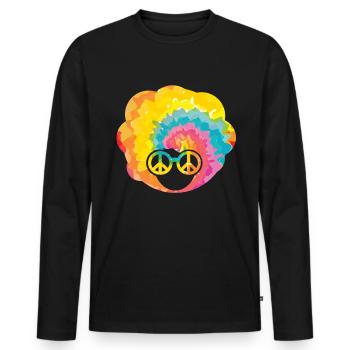 70s Seventies 1970s Party Outfit Peace 60s - Men's Premium Organic Long Sleeve Shirt - black - Front - Nico (187cm)