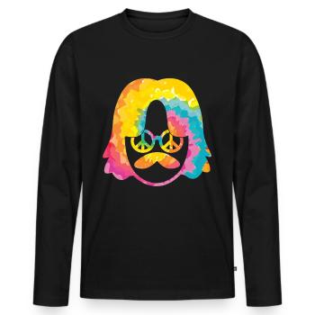 70s Seventies 1970s Party Outfit Peace 60s - Men's Premium Organic Long Sleeve Shirt - black - Front - Nico (187cm)