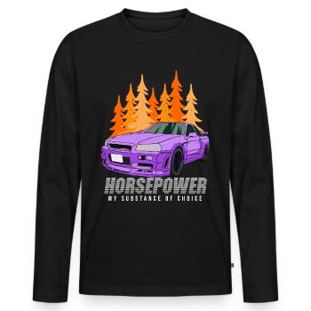 Horsepower sports car love tuning motorsport - Men's Premium Organic Long Sleeve Shirt - black - Front - Nico (187cm)