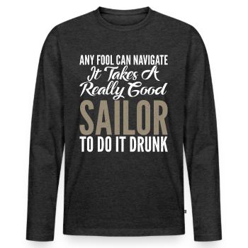 Catamaran sailing - Men's Premium Organic Long Sleeve Shirt - heather anthracite - Front - Nico (187cm)