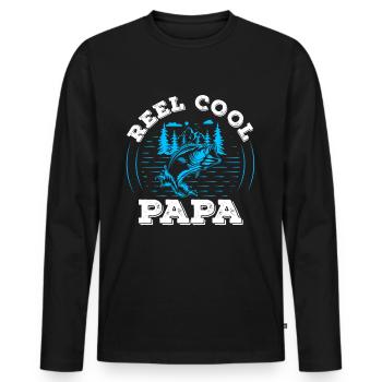 Rod Fisher Fish Retro-Fischer-Vati-Papa-Jagd - Männer Premium Bio Langarmshirt - Schwarz - Vorne - Nico (187cm)