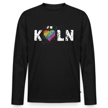 Köln LGBTQ Community Pride Regenbogenfahne Queer - Männer Premium Bio Langarmshirt - Schwarz - Vorne - Nico (187cm)