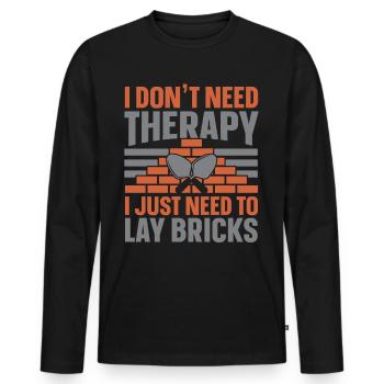 Ich brauche keine Therapie, ich muss nur Ziegel ve - Männer Premium Bio Langarmshirt - Schwarz - Vorne - Nico (187cm)