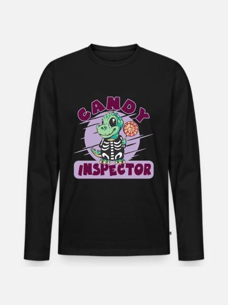 Dinosaur Candy Inspector Halloween Party - Men's Premium Organic Long Sleeve Shirt - black