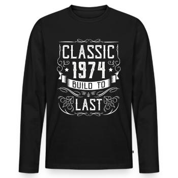 Cadeau d’anniversaire Anniversaire Bursdag Né en 1974 - T-shirt manches longues Premium bio Homme - noir - Devant - Nico (187cm)