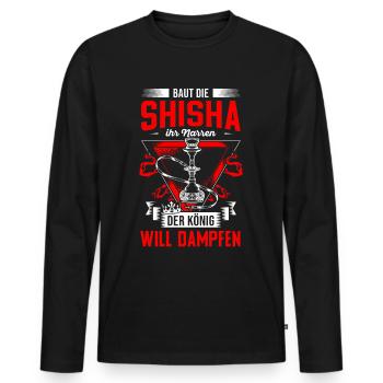 Shisha Double Pomme Narguilé Fumer Tabac Vape Charbon - T-shirt manches longues Premium bio Homme - noir - Devant - Nico (187cm)