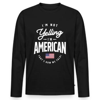 Je ne crie pas Je suis American Funny American Pride - T-shirt manches longues Premium bio Homme - noir - Devant - Nico (187cm)