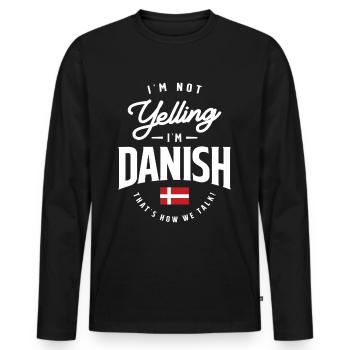 Ich schreie nicht, ich bin Danish Funny Danish Pride - Männer Premium Bio Langarmshirt - Schwarz - Vorne - Nico (187cm)