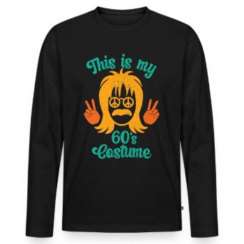 Costume de fête des années 60 des années 1960 des années soixante - T-shirt manches longues Premium bio Homme - noir - Devant - Nico (187cm)
