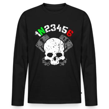 1N23456Tote Head Piston Cylinder - Men's Premium Organic Long Sleeve Shirt - black - Front - Nico (187cm)