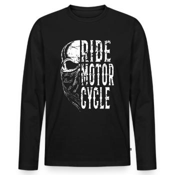 ride Motorcycles Skull - Men's Premium Organic Long Sleeve Shirt - black - Front - Nico (187cm)