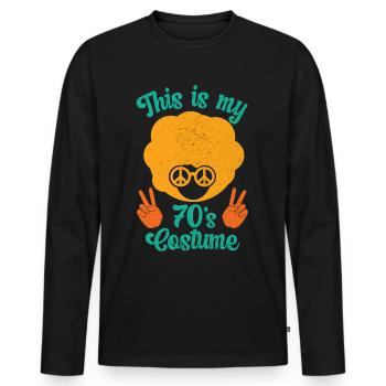 70s 1970s Seventies Party Outfit Costume - Men's Premium Organic Long Sleeve Shirt - black - Front - Nico (187cm)