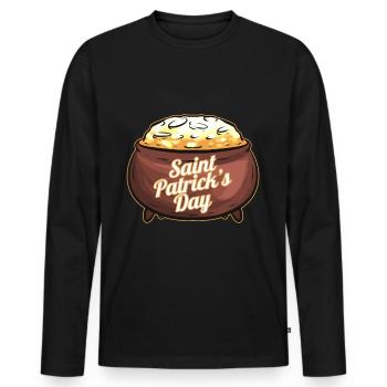 Pot Of Gold For St. Patrick's Day - Men's Premium Organic Long Sleeve Shirt - black - Front - Nico (187cm)