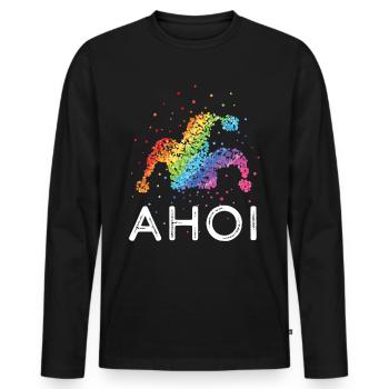 Carnaval d’Ahoi Confettis Carnaval FIERTÉ LGBTQ - T-shirt manches longues Premium bio Homme - noir - Devant - Nico (187cm)