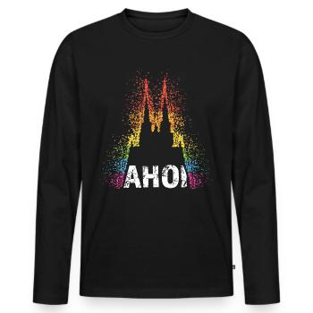 Ahoi Carnival LGBTQ Pride Cathédrale de Cologne Gay - T-shirt manches longues Premium bio Homme - noir - Devant - Nico (187cm)