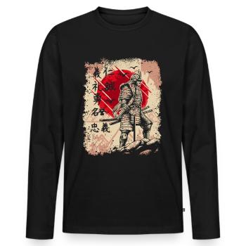 Samurai Japanischer Krieger Schwertkämpfer Kanji - Männer Premium Bio Langarmshirt - Schwarz - Vorne - Nico (187cm)