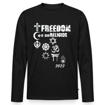 liberté,religion,liberté est notre religion,symboles - T-shirt manches longues Premium bio Homme - noir - Devant - Nico (187cm)